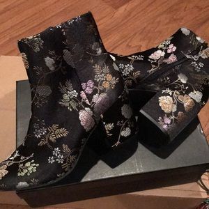 Black Floral Boots